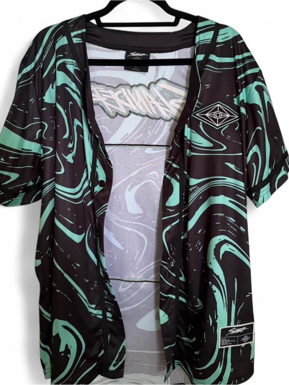 SLANDER Black & Teal Marble Jersey